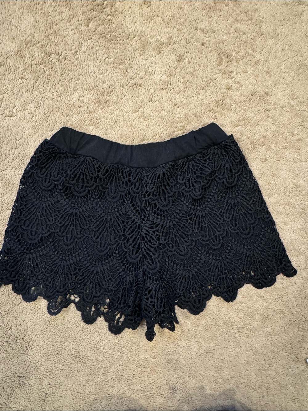 Self Esteem Black Crochet Lace Shorts